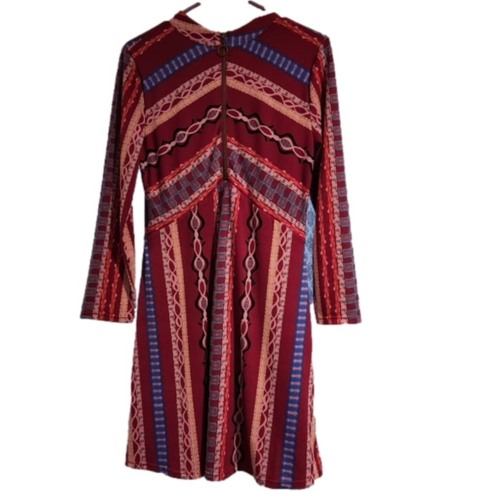 Free People Stella Long Sleeve Mock Neck Fuchsia Mini Dress Women’s Medium - Picture 4 of 11